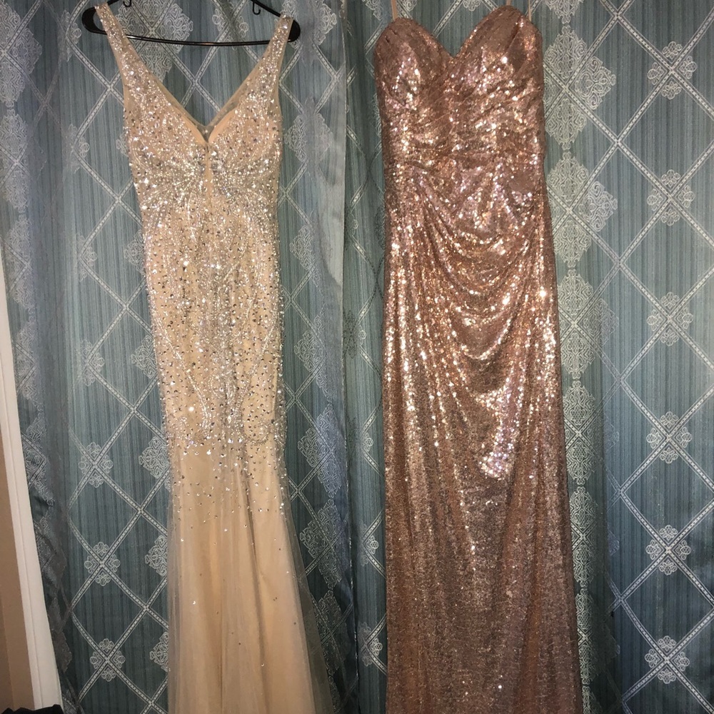 ROSE GOLD SEQUIN PROM DRESS